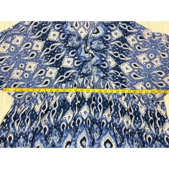 Avenue Womens Blue & White Boho Tunic Top With Button Details Size 22/24 - Picture 3 of 16